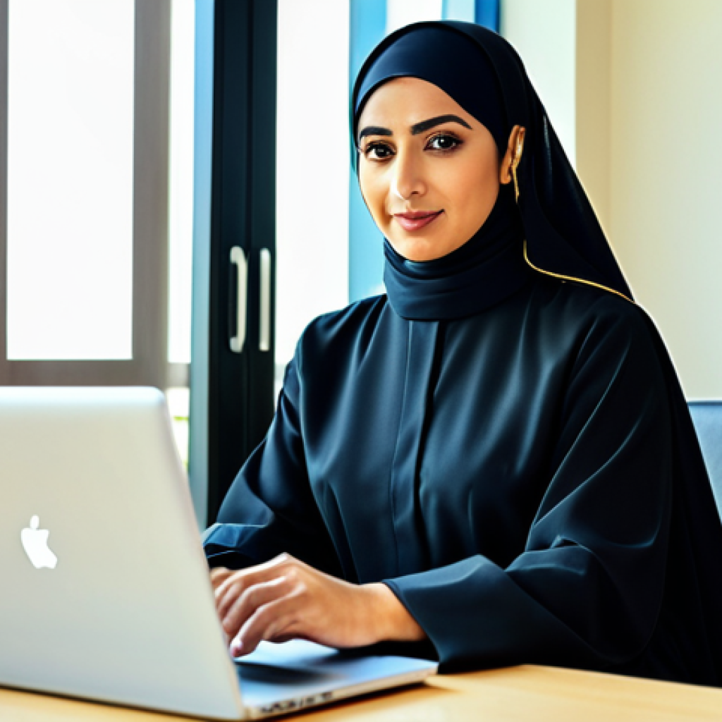 **

"A professional Arab businesswoman in a modest, stylish abaya, working on a laptop in a modern, sunlit office in Dubai, fully clothed, appropriate attire, safe for work, perfect anatomy, natural proportions, professional photography, high quality, family-friendly."

**